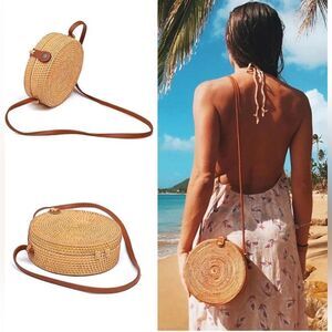 Handwoven Rattan Circle Bag -
Boho Bali Charm